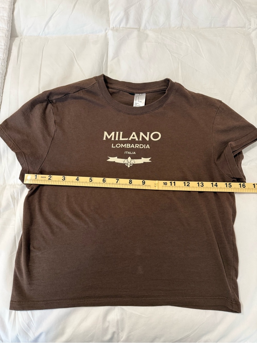 Milano Lombardia Italia Baby Tee Brown Graphic Crop Top Size Small